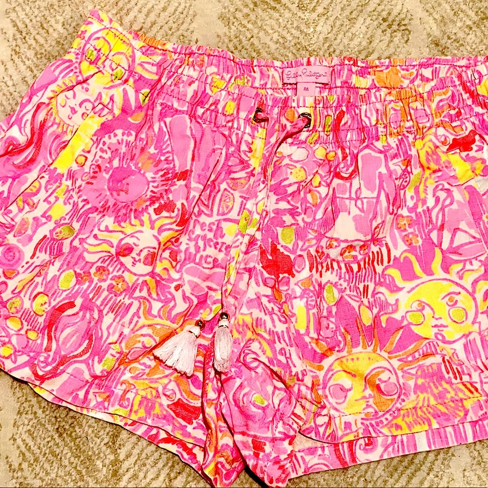 Lilly Pulitzer Linen Sunshine Print Linen Shorts - M